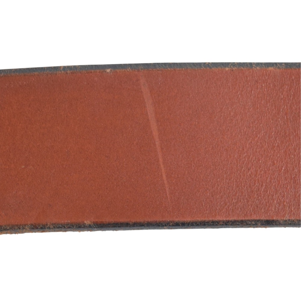 Vintage 70s Brass Seagull Sun Buckle Steerhide Brown 38" Leather Belt Strap - Picture 13 of 14